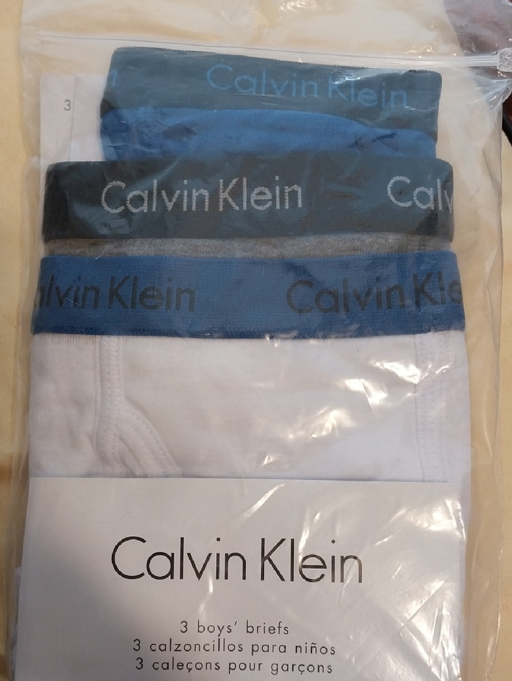 Calvin Klein Underwear Boys' Briefs 3-Pack - Blue, Gray, White